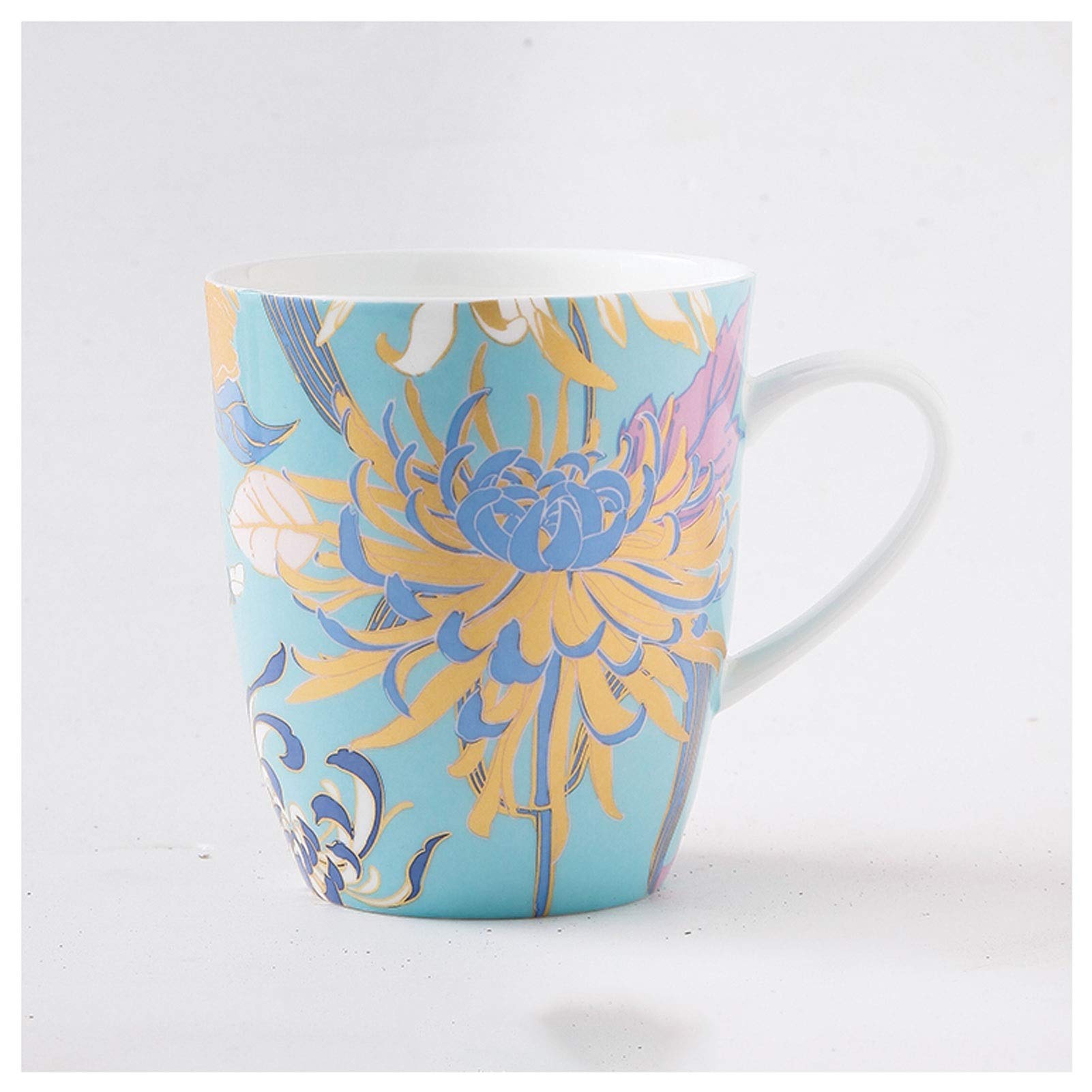 Filiżanki do kawy, kubek elegancka chryzantema seria lukier cenny kolor kości porcelana kubek mleko kubek śniadanie kubek światło luksus ręcznie malowany romantyczny wzór popołudnie herbata 400 ml