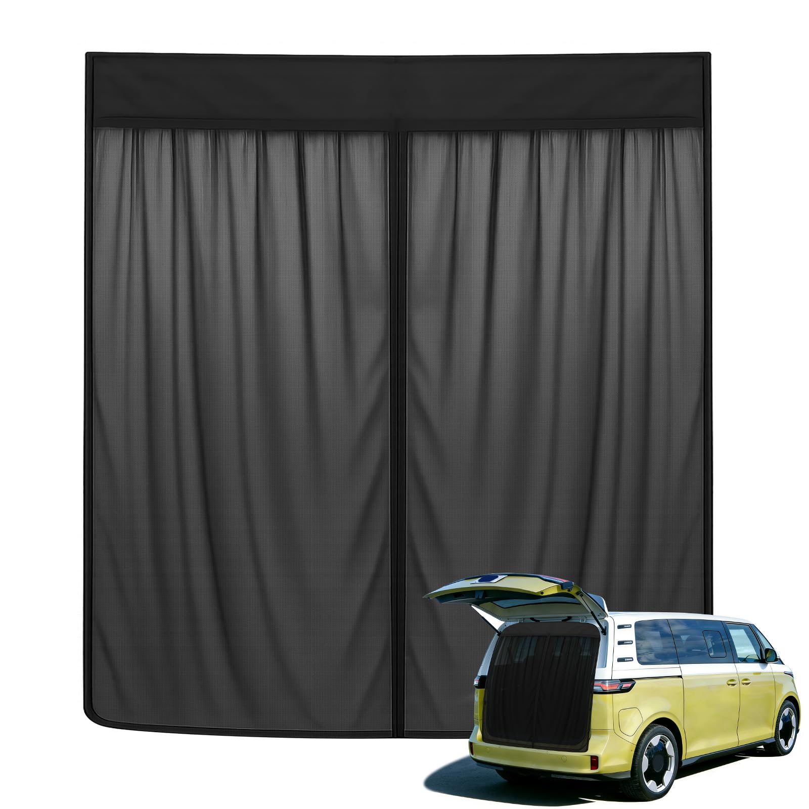 Moskitiera zastępcza do VW ID Buzz 2022-2026, ochrona przed owadami, jednowarstwowa siatka, magnetyczna moskitiera, oddychająca, na kemping na zewnątrz (tylne drzwi)