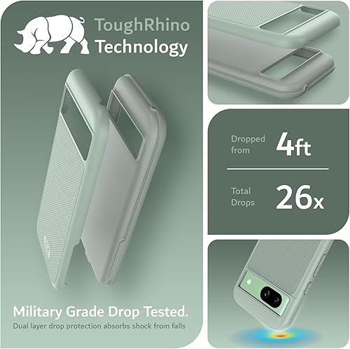 Vista 94 de TUDIA MergeGrip - Funda para Google Pixel 7a 2023, [probada en caídas de grado militar] borde elevado para protección de pantalla y cámara, doble
