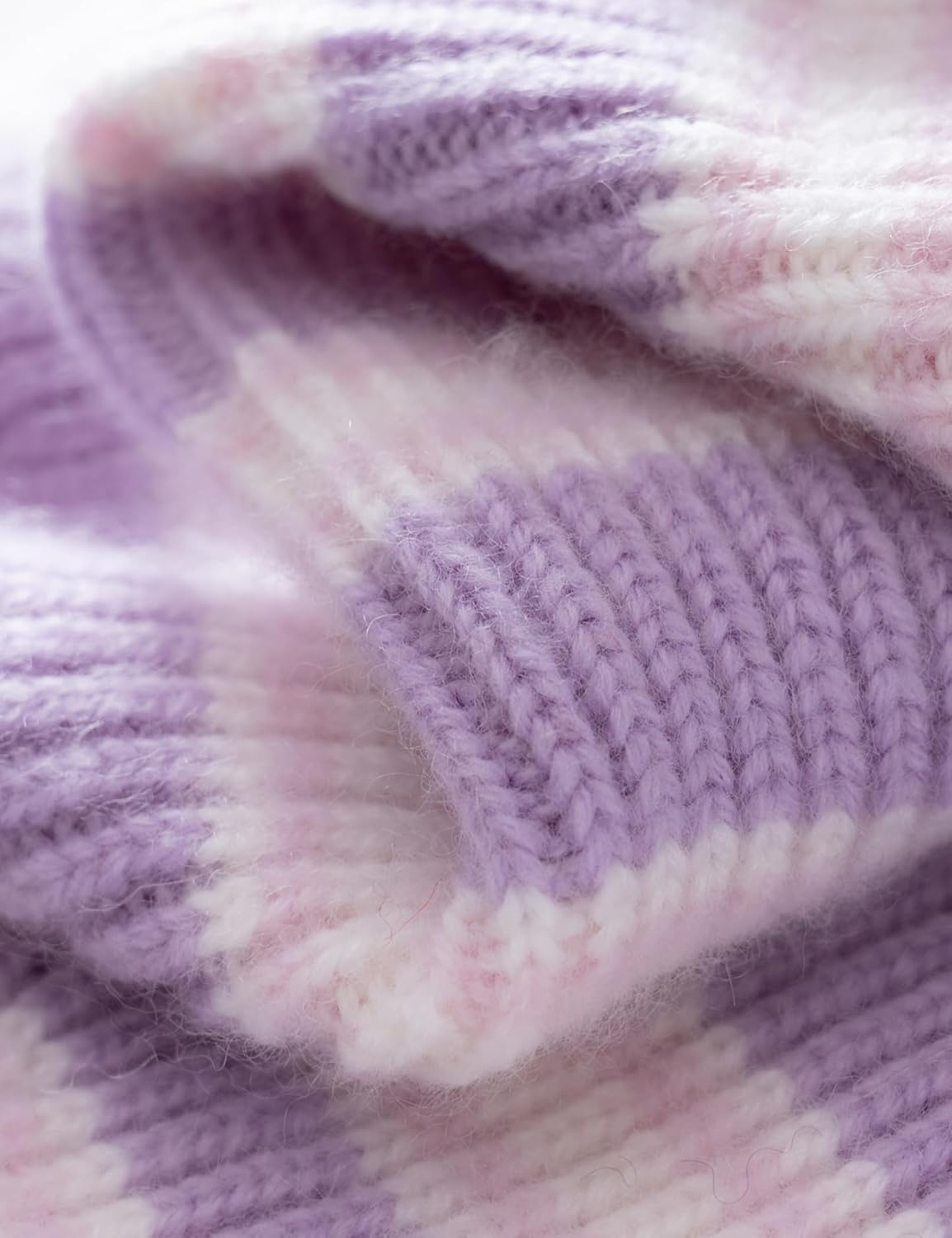 Cashmere Knitted Beanie Hat,Kids Striped Knitwear Cuffed Cap for Boys Girls Winter Hats Ski Toque PS375