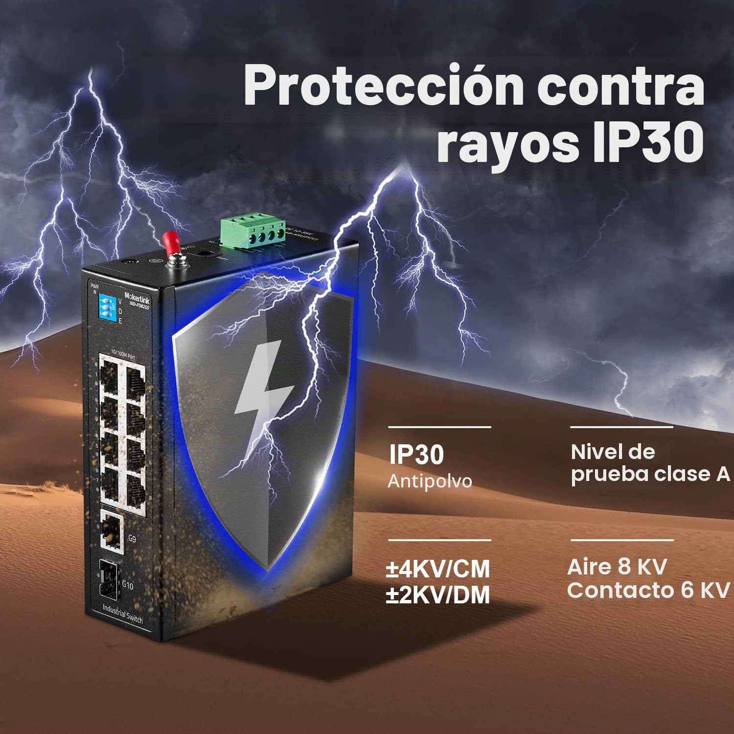 MokerLink 10 Port Industrial DIN Rail Switch, 8 Ports 100Mbps,1 Gigabit Ethernet and 1 SFP Uplink, DIN-Rail & Wall Mount