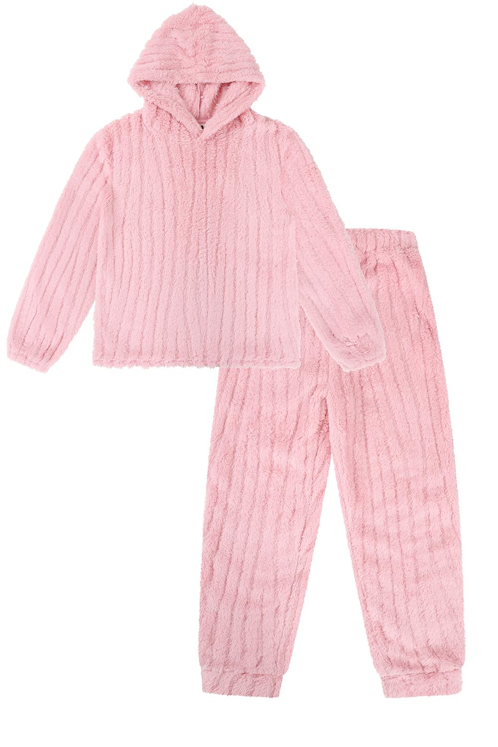 ThePyjamaFactory Girls Pink Stripe Jaquard Fleece Lounge Set Kids Pyjamas (13 Years)