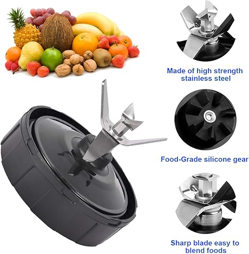 Miniatura 6 de Piezas de repuesto para Ninja Blender 7 aletas hoja inferior y 1 junta de goma para Nutri Ninja Auto iQ BL482-30 BL492 BL642-30 NN102 BL687CO-30
