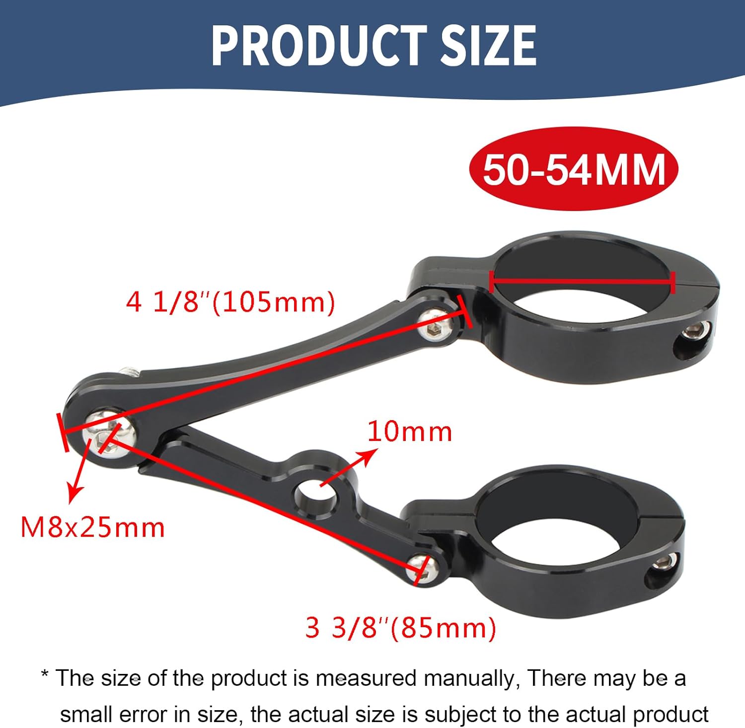 Universal Motorcycle Headlight Bracket 50-54mm Fork Brackets Mount Tube Clamp CNC Black for Harley Indian Victory Honda Yamaha Kawasaki Suzuki Ducati Cafe Racer Chopper Bobber