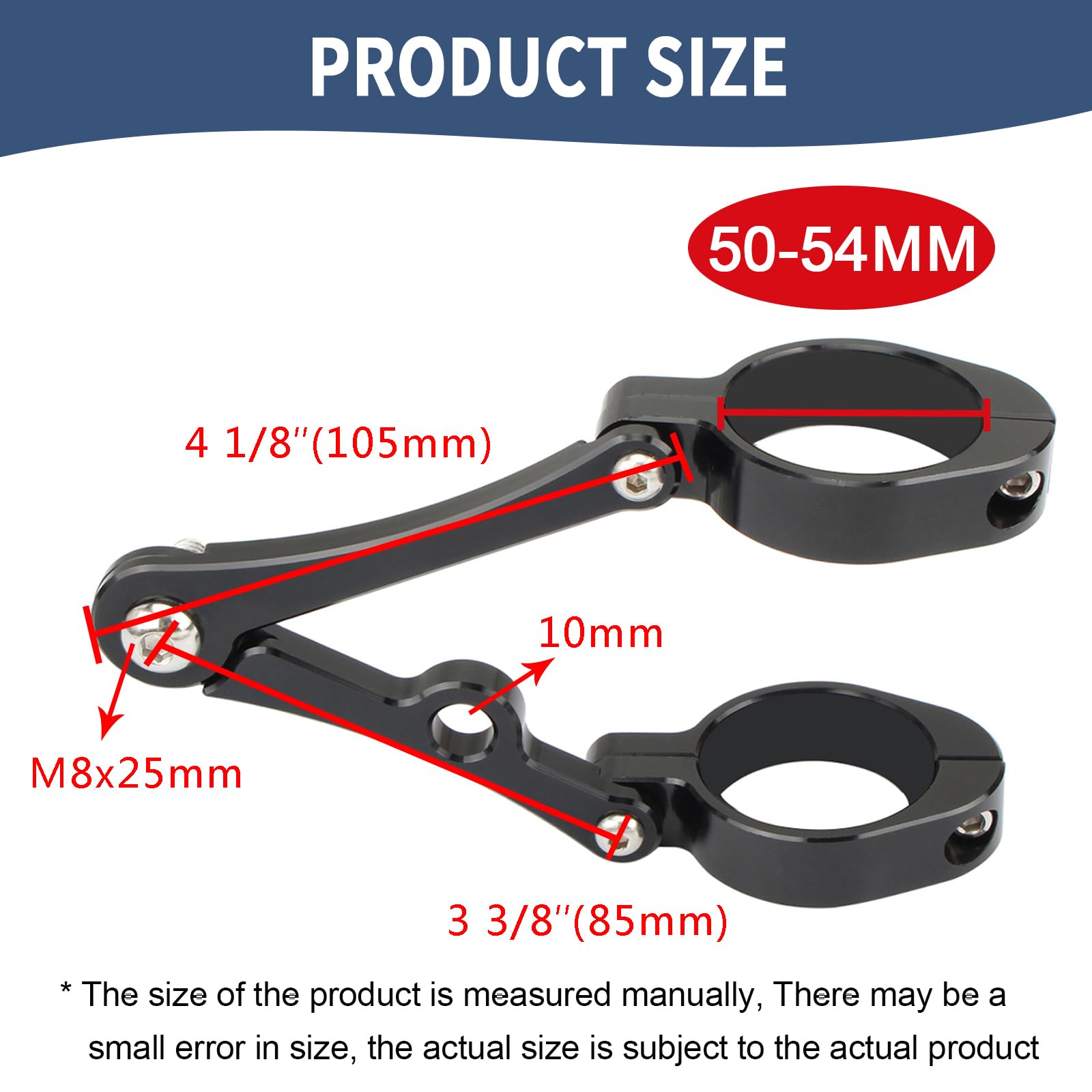 Universal Motorcycle Headlight Bracket - 50-54mm Fork Tube Clamp, CNC Black Aluminum For Harley, Honda, Yamaha, Etc. - View #12