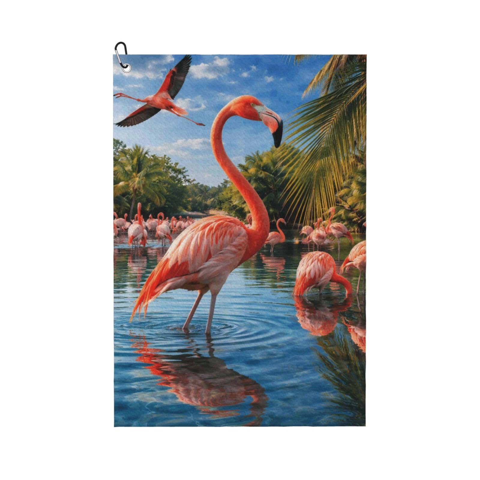 Oudrspo Brightly Colored Vibrant Flamingo Multi-Functional Golf Towel | Absorbent Quick Drying 16x24in