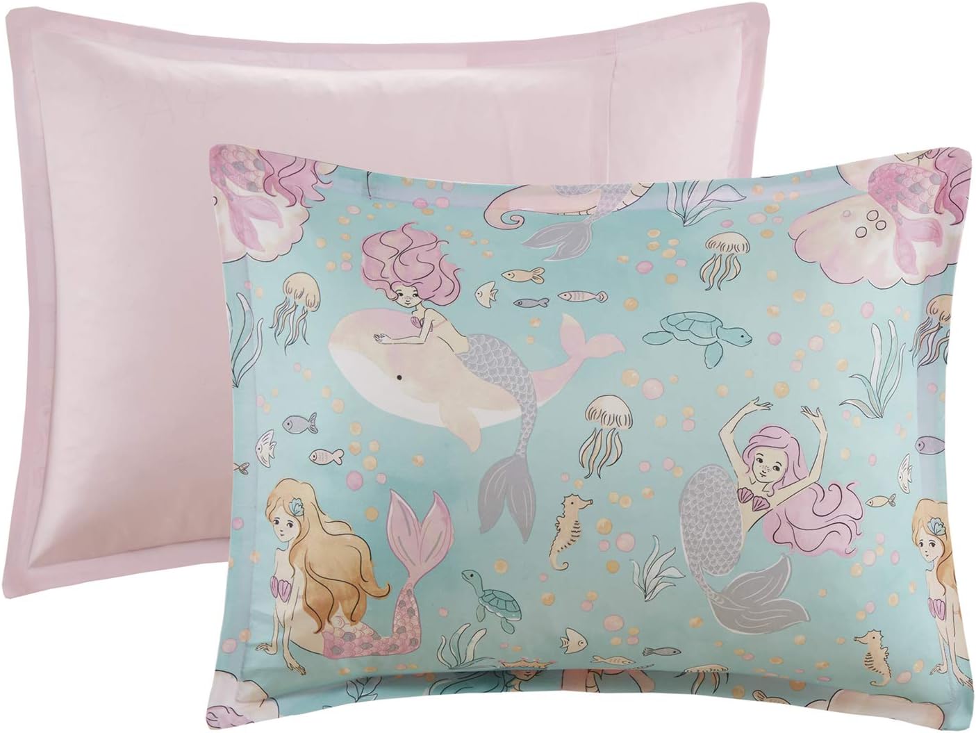 Mi Zone Kids Darya Cozy Comforter Set, Colorful Fun Design All Season Children Bedding Girls Bedroom Décor, Twin, Mystical Mermaid Fantasy Aqua/Pink 3 Piece
