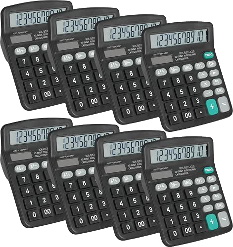 8 Pack Calculator Bulk, 12 Digits Calculators Desktop with Large