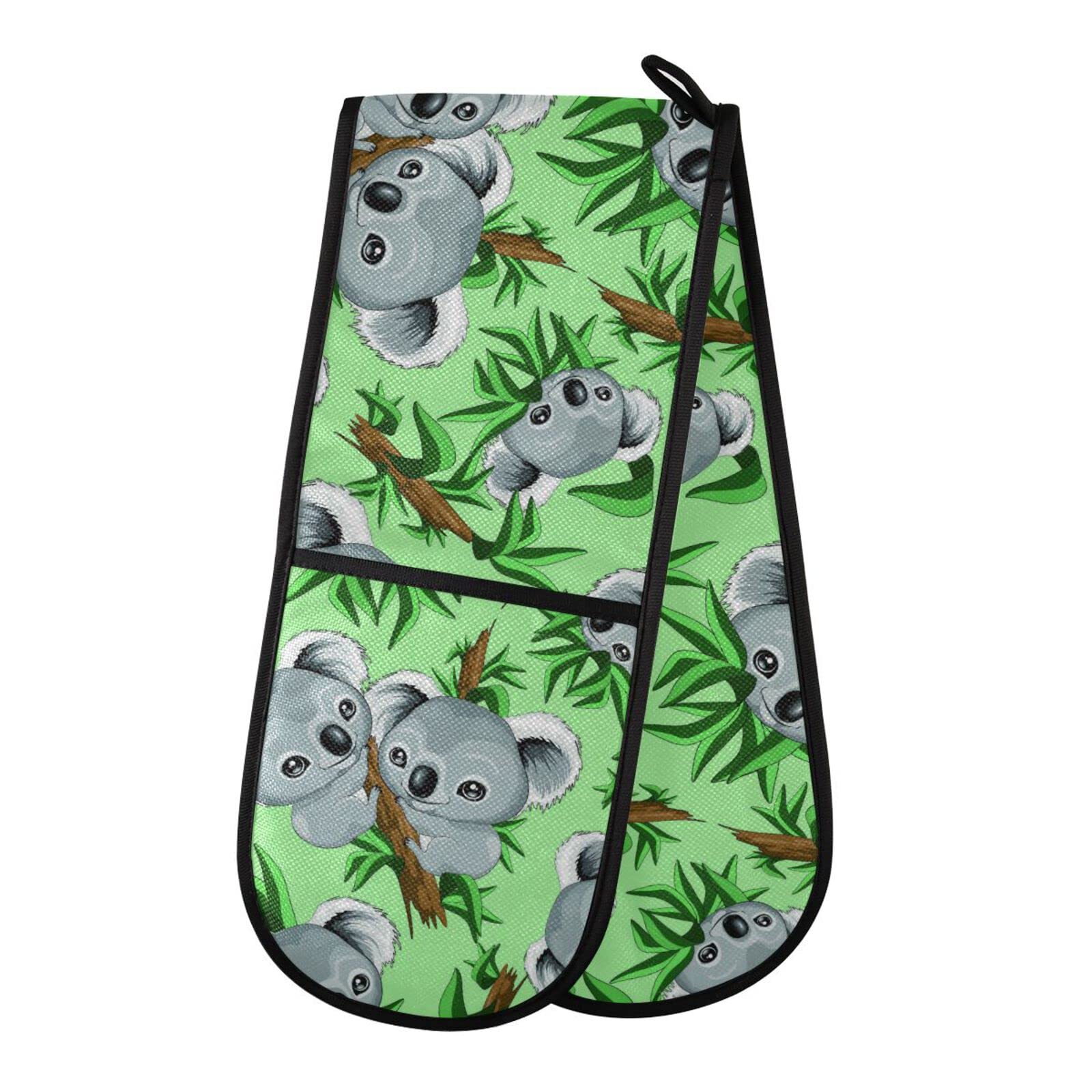 Youjuner Colour 67 Double Oven Glove Cute Koala Print Heat Resistant Double Ovens Mitt Modern Cooking Gloves Potholders