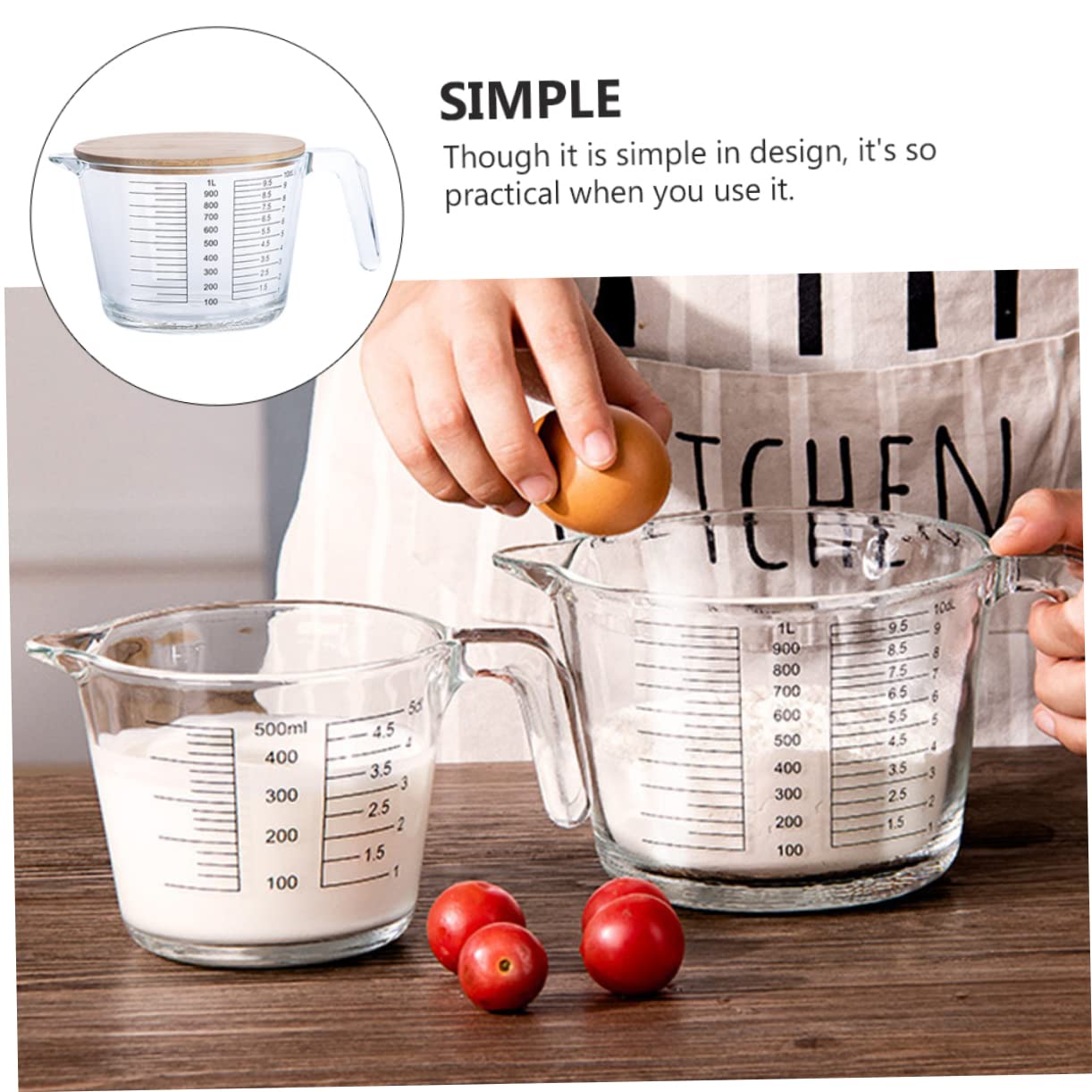 Cabilock Taza Batidora De Huevos Resistente Al Calor Taza Medidora De Vidrio Transparente Con Graduada Utensilios De Cocina Para Hornear Para y Medir Ingredientes Cocina