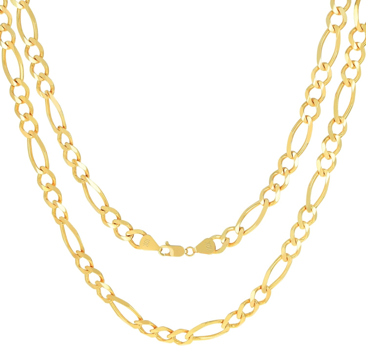 Nuragold 10k Real Yellow Gold Solid Figaro Link 8mm Thick Chain Necklace (18"-30") Italian Jewelry for Men