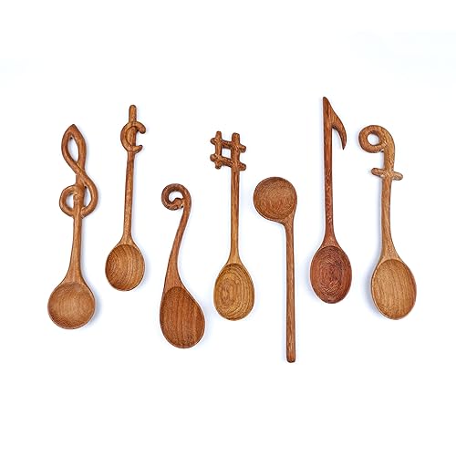 Miniatura 6 de JABIHOME Music Notes Wooden Spoon Set of 7, Unique Father's Day Gifts, Music Lovers Gifts for Mom, Guitar Player Gifts, Fun Kitchen Accessories,