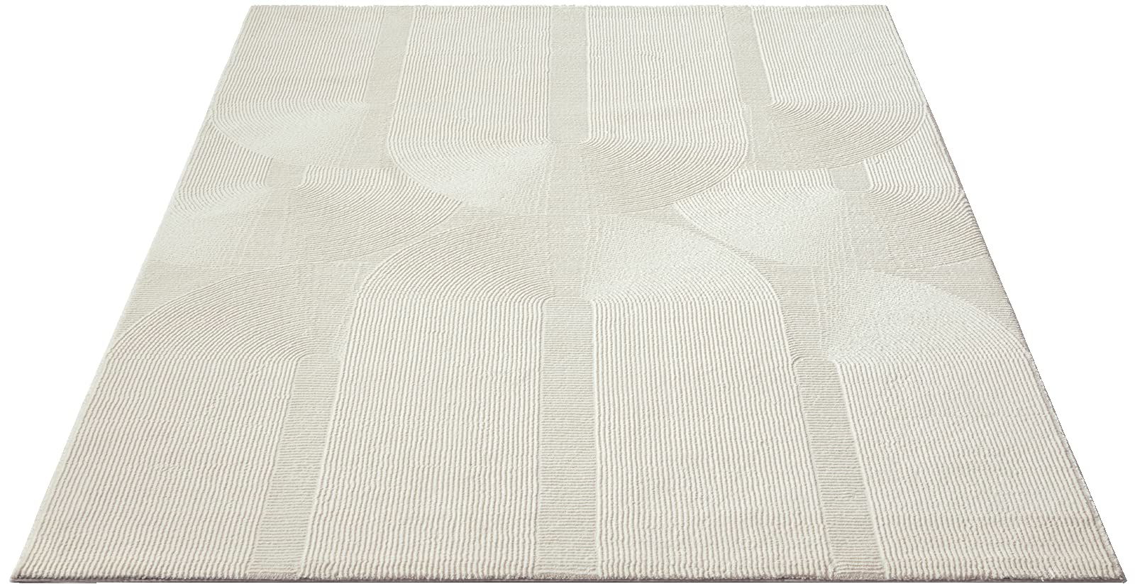the carpet Lima Tappeto di design sostenibile ed ecologico, morbido e facile da pulire, effetto 3D, lavabile, pile 100% poliestere riciclato, crema, 160 x 230 cm
