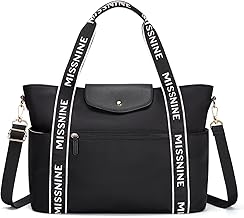 Missnine Tote Bag 15.6 Inch Laptop Bags Lightweight Work Bags for Women Large Capacity Computer Bags for Office Travel, black, 当代