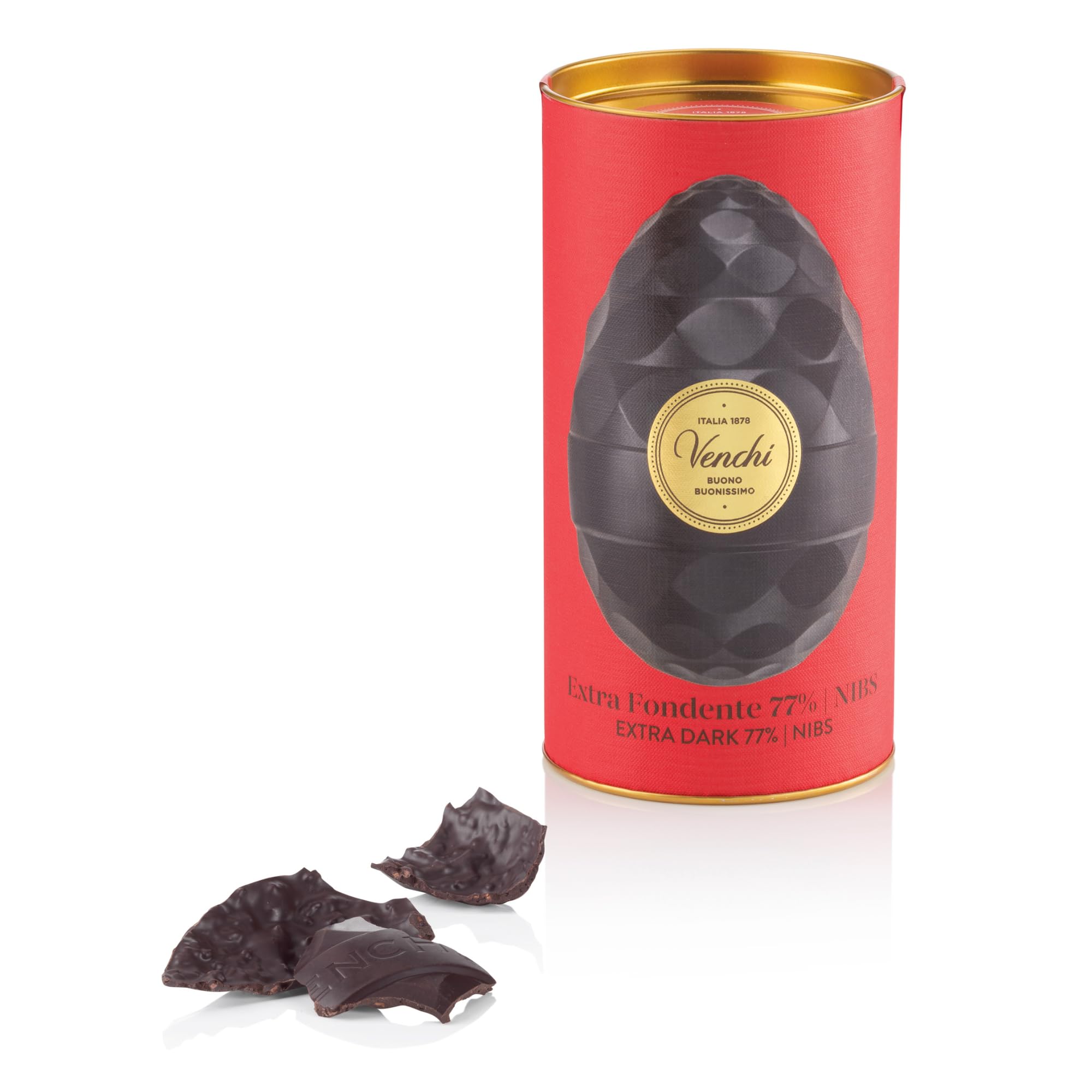 Venchi - Chocolate Egg, 77% Extra Dark with Cocoa Bean Crumbs, No Surprise, Gluten-Free, Vegan, 150 gr, Easter Collection, Gift Idea