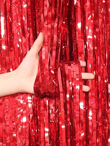 Miniatura 8 de Cortinas de flecos de papel de aluminio dorado con oropel metálico, decoración de fondo de fiesta, paquete de 4