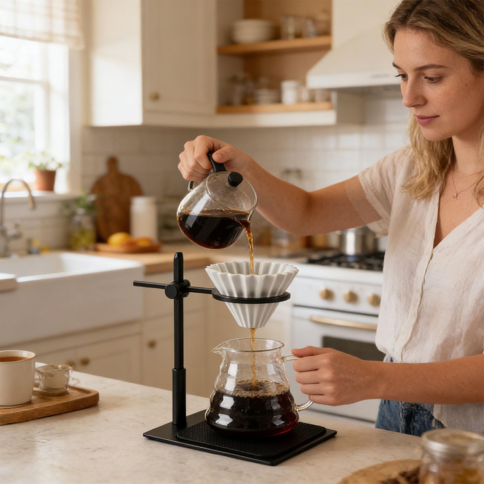 Kaffeebrüher Ständer aus Aluminiumlegierung mit griffiger Silikonbasis, geeignet für den Innen und Außenbereich, sorgt für stabilen und sicheren Halt Werkzeuge für die Kaffeemaschine zu Hause