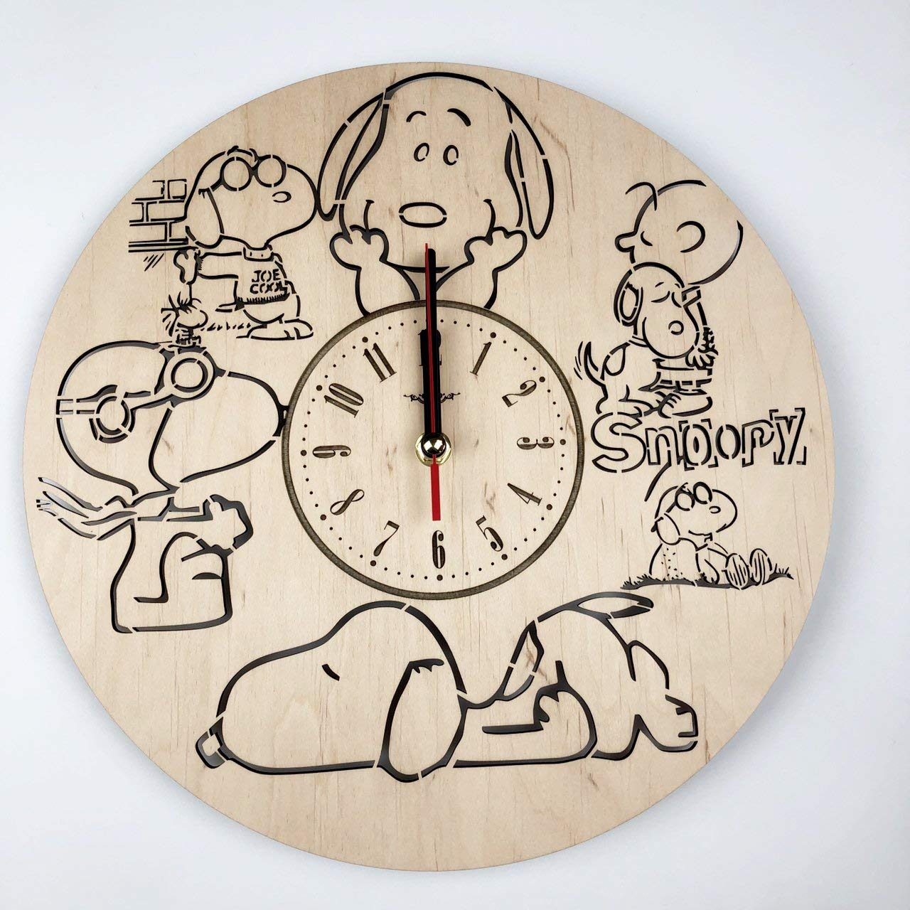 7ArtsStudio Snoopy Wall Clock Made of Wood - Perfect and