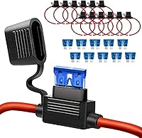 Qizpcer 10 Pack 14 AWG Waterproof Inline Fuse Holders with 15A ATC/ATO Blade Fuses - 12V DC for Car Truck Boat ATV