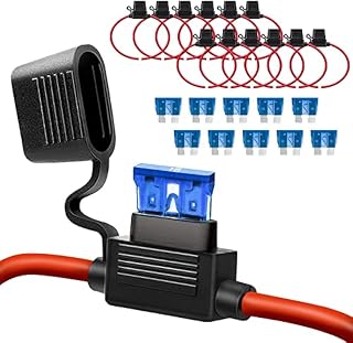 Qizpcer 10 Pack 14 AWG Waterproof Inline Fuse Holders with 15A ATC/ATO Blade Fuses - 12V DC for Car Truck Boat ATV
