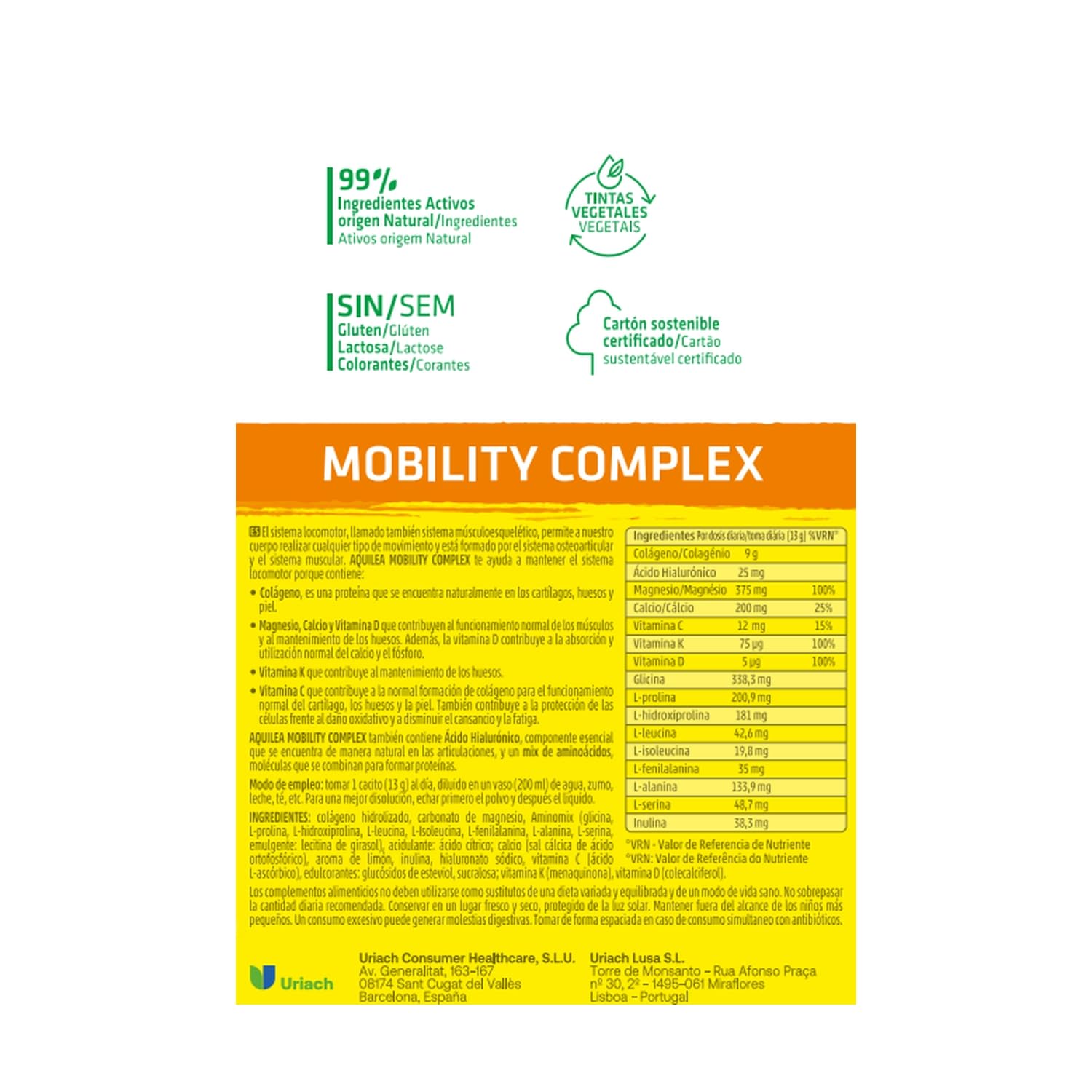 AQUILEA | Mobility Complex Pack Duplo | 2 unidades de 375g | Formato en Polvo | Sabor limón | 3 en 1 Músculos, Huesos y Articulaciones | Colágeno, Magnesio, Vitamina C D K, Calcio y amininoácidos