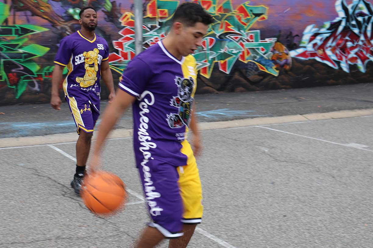SCREENSHOT Herren Hip-Hop Premium Urban Sreetwear Fashion Jersey Top – NYC-Stil Basketball Sport Team Farbe Mesh Tops