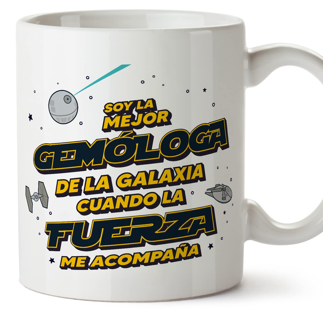MUGFFINS Tazas para JEFE hombre - En Español - Mejor de la Galaxia Cuando Fuerza me Acompaña - 11 oz / 330 ml - Regalo original y divertido — view 383
