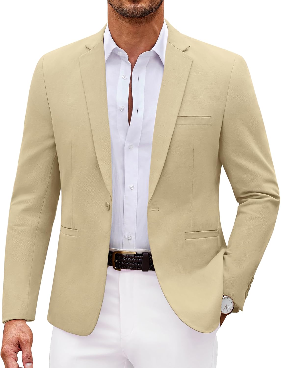 COOFANDY Men's Sports Coat Casual Blazer Slim Fit One Button Cotton Suit Jacket Formal Dress Wear
