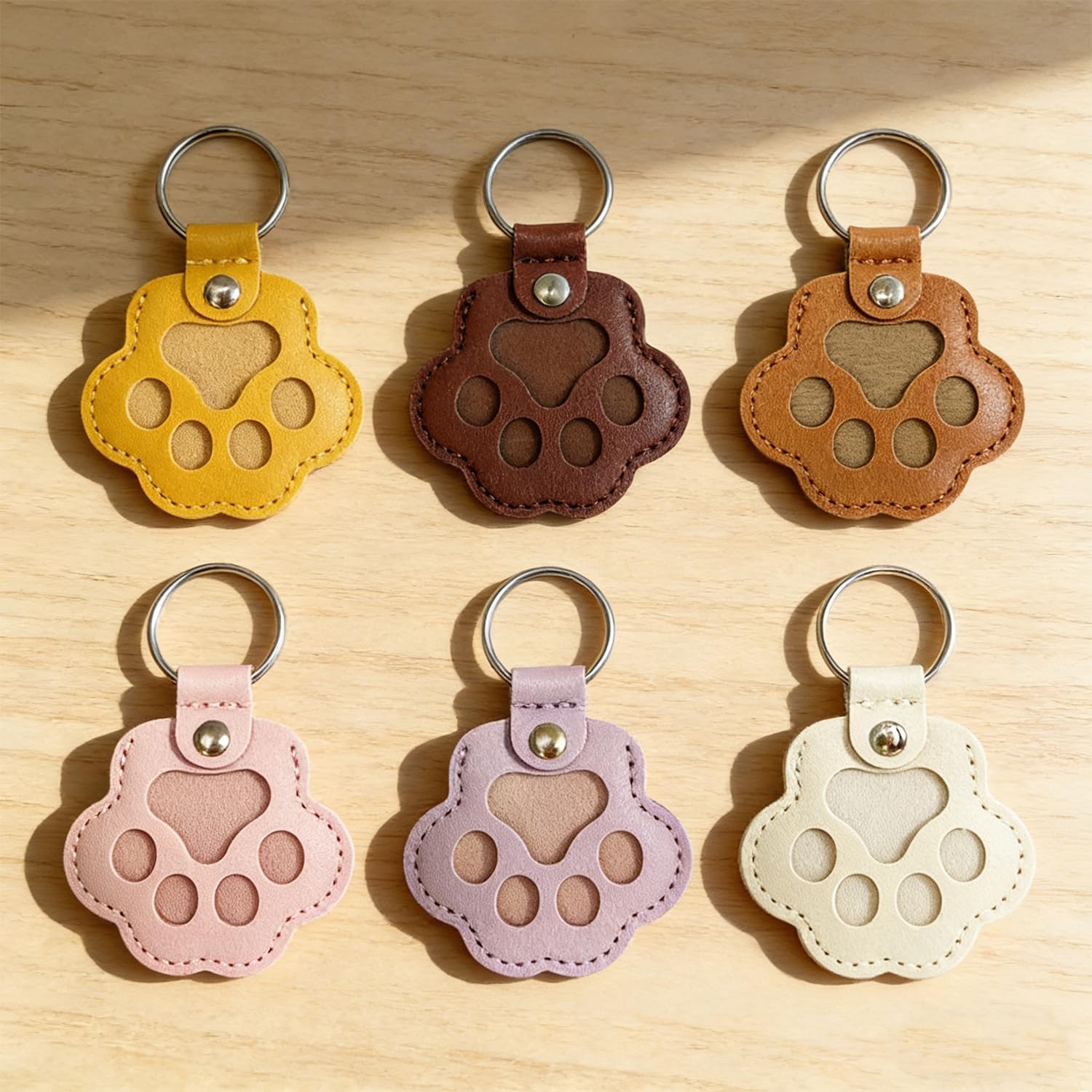 Pet Hair Keychain 6 Pcs, Leather Keychain for Dog Paw Shaped Pet Fur Keepsake, Paw Keychain For Dog Hair Cat Fur Memorial Gifts Key Holder - Image 6