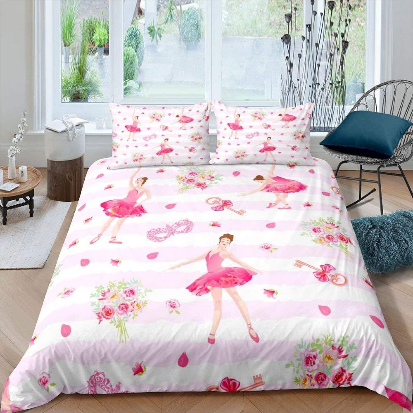 Housse de couette 240x260 avec fermeture éclair pour lit douillet rose