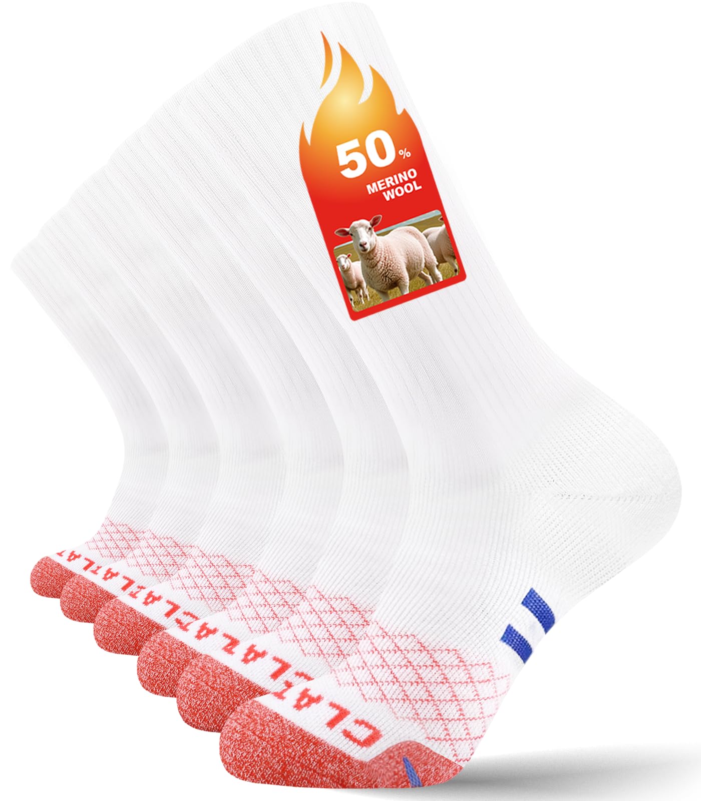 Merino Wool Thermal Socks for Men Women, Cushioned Performance Sport Socks for Hiking,Cycling,Work,Ski 3 Pairs