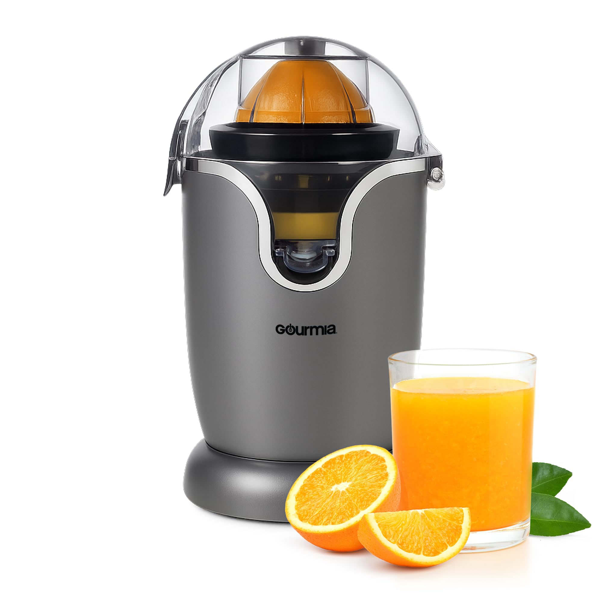 Gourmia Automatic Citrus Juicer - 17 oz Capacity One-Touch Operation Universal Cone Anti-Drip Spout Dishwasher-Safe Accessories Compact Quiet