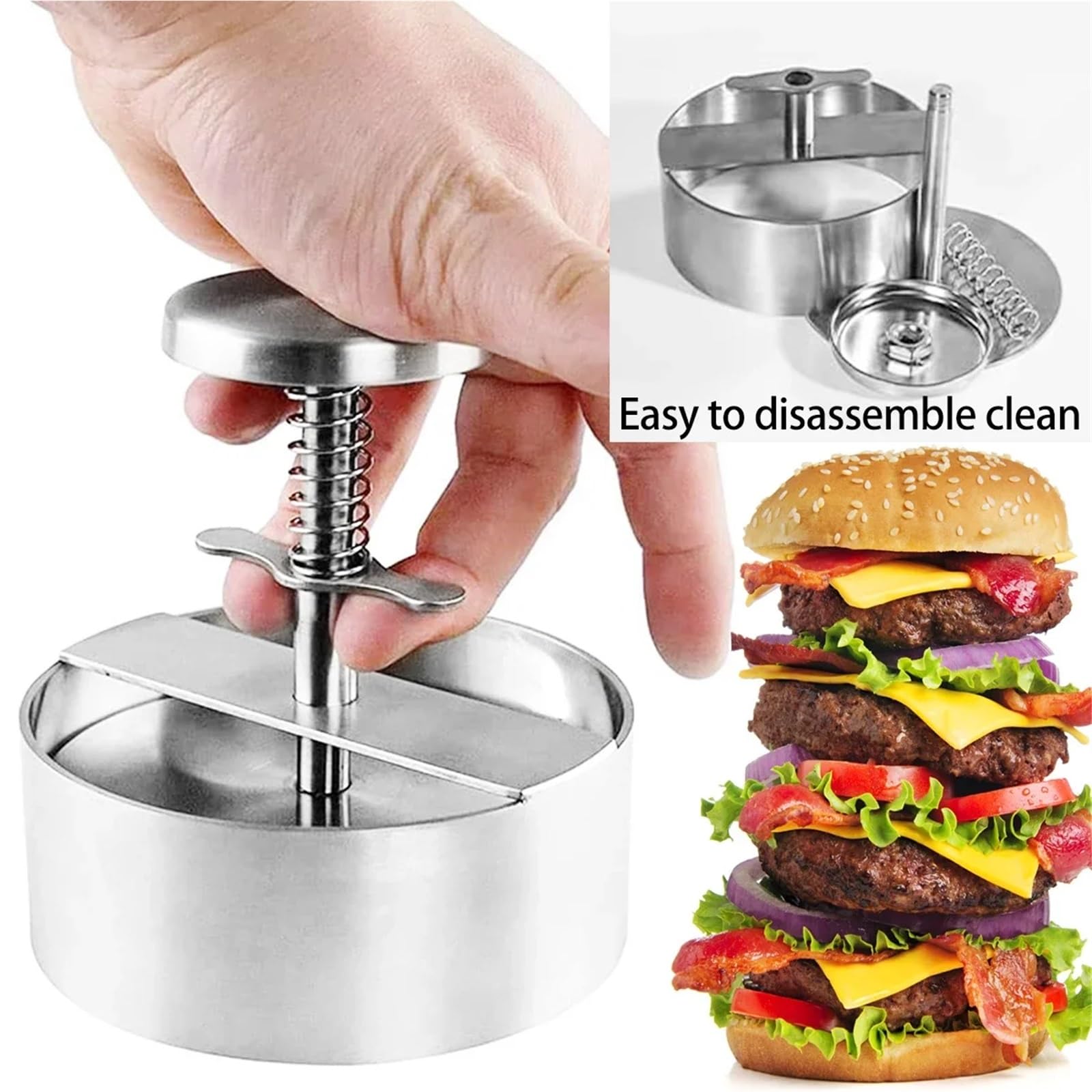 hamburgerpresse Hamburgerpresse, Hamburger-Patty-Maker, 304 Edelstahl, Antihaftbeschichtung, Burgerpresse zur Herstellung von Fleischpatties und dünnen Burgern(Diameter 11.4CM)