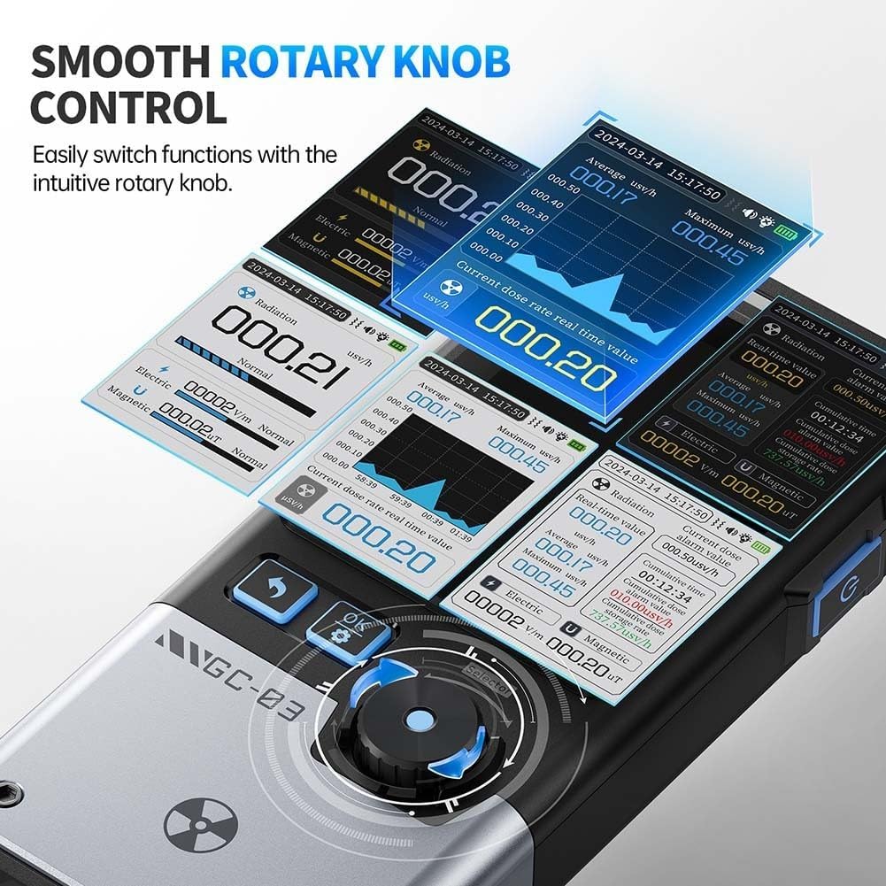 GC-03 Radiation Detector - 2.4" LCD Screen, EMF Meter & Particle Counter, Portable Dosimeter for Home & Outdoor Safety(White)