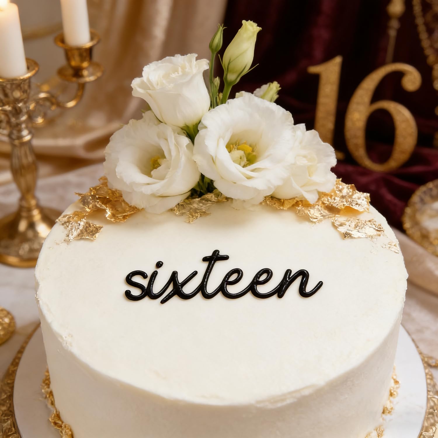 Acrylic Black Sixteen Cake Topper,16th Birthday Cake Topper, Sweet Sixteen Cake Decoration for Teen Birthday Party, Happy 16 Cake Topper Cake Charm for Girls & Boys