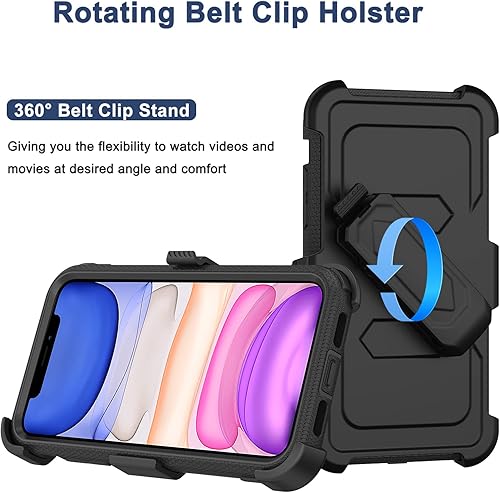 Miniatura 9 de Funda para iPhone 11 con funda de clip para cinturón, 2 protectores de pantalla, grado militar resistente a prueba de golpes, a prueba de polvo y