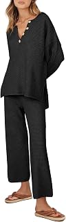 Women 2 Piece Outfits Oversized Knit Loungewear Loose Slouchy Sweater Set 2023 Fall Trendy Matching Lounge Sets