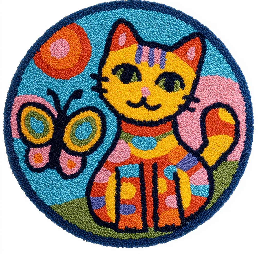 kitphoenix Latch Hook Set Cat and Butterfly