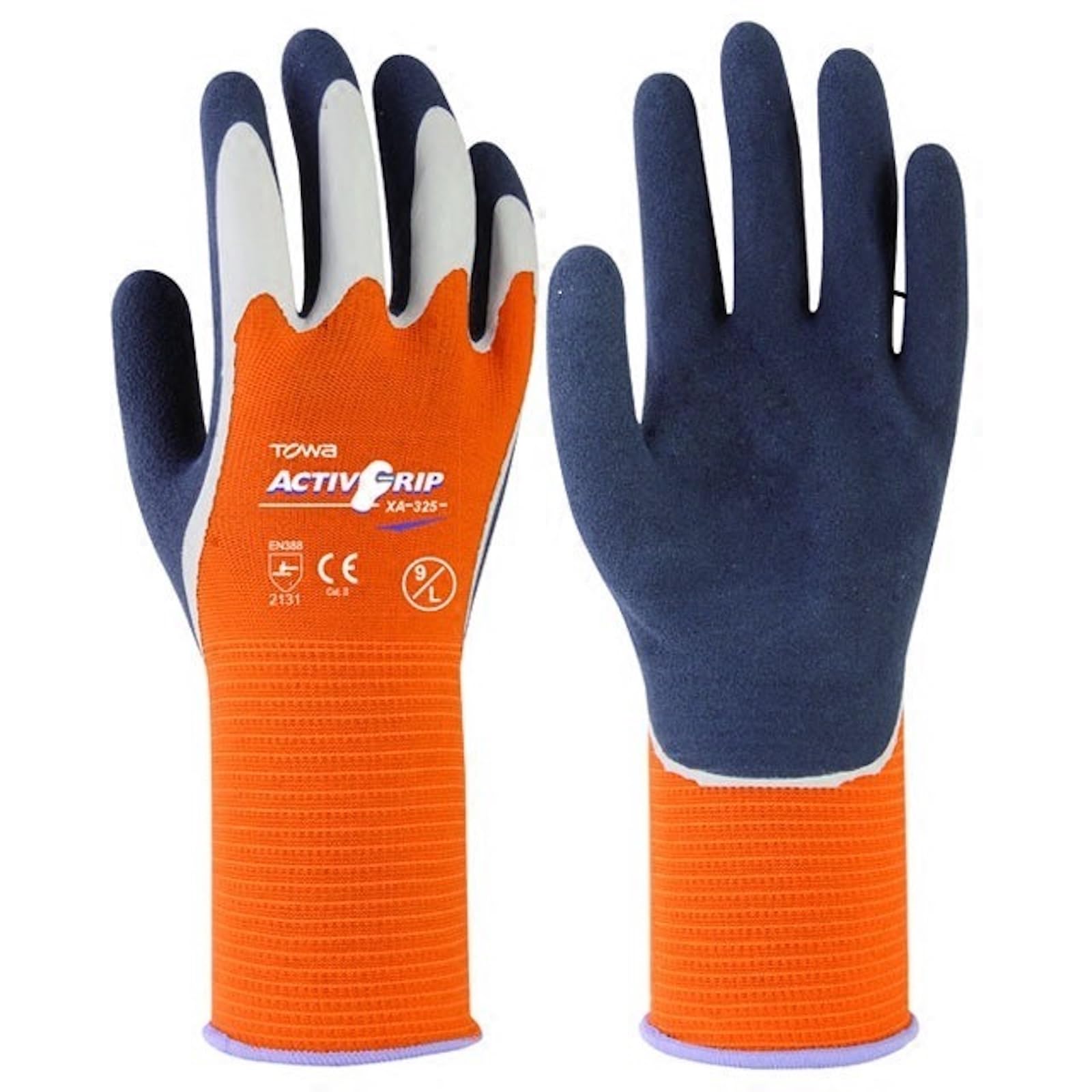10 par profesjonalnych rękawic ogrodniczych, oddychających lateksowych rękawic ogrodniczych, odpornych na noże i poślizgowe (Grey Orange/Medium,5 pairs)