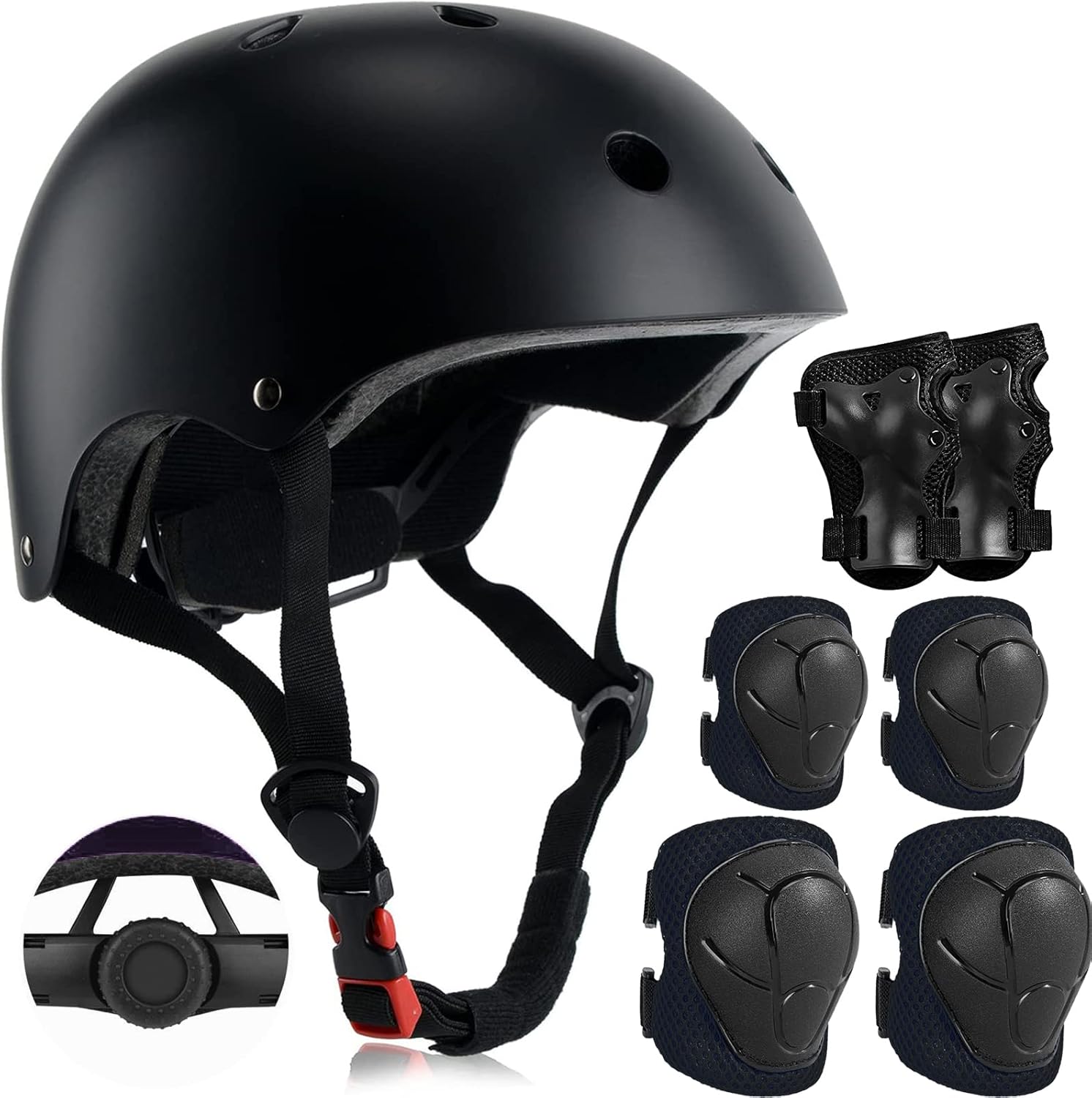 Adjustable Kids Helmet with Knee Pad, Elbow Pads & Wrist Guards - Toddler Bike Helmets for Ages 3-5, 5-8, 8-14 Years - Perfect for Skating, Biking, Cycling, and Skateboard - for Boys and Girls