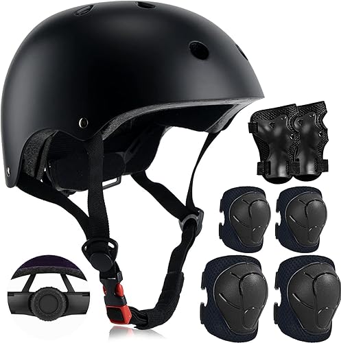 Casco ajustable para niños con rodillera, coderas y muñequeras, cascos de bicicleta para niños de 3 a 5, 5 a 8, 8 a 14 años, perfecto para patinar,