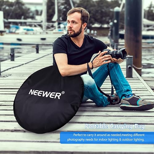 Miniatura 30 de NEEWER Reflectores de luz de 40 x 60 pulgadas para fotografía, multidisco plegable portátil 5 en 1 con bolsa, translúcido, plateado, dorado, negro