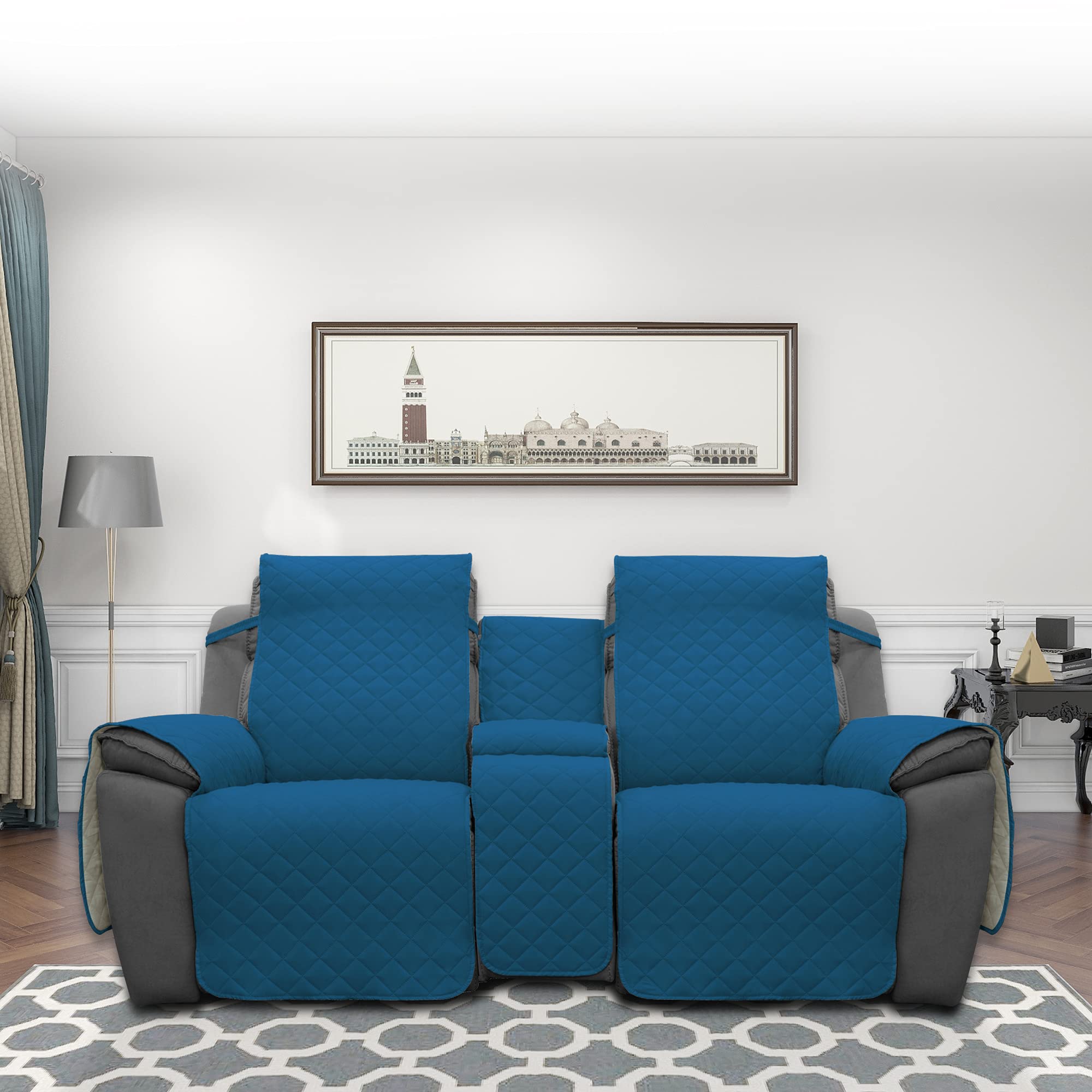 EasyGoing Loveseat Recliner Cover with Console, Reversible Couch Cover