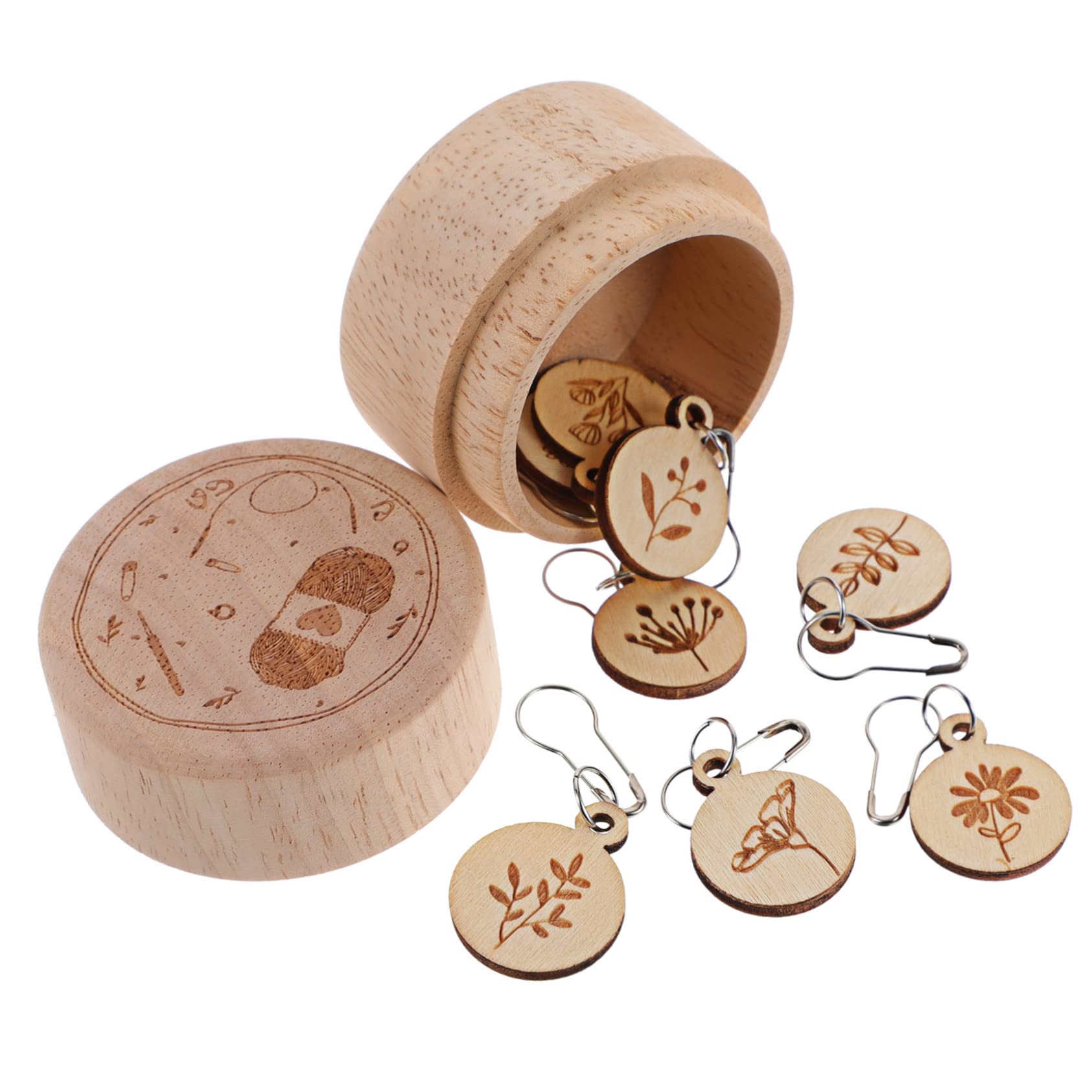 3juegos Marcadores De Tejer De Madera Marcadores Redondos Para Ganchillo Caja De Almacenamiento Incluida Accesorios De Costura Para Principiantes y Expertos