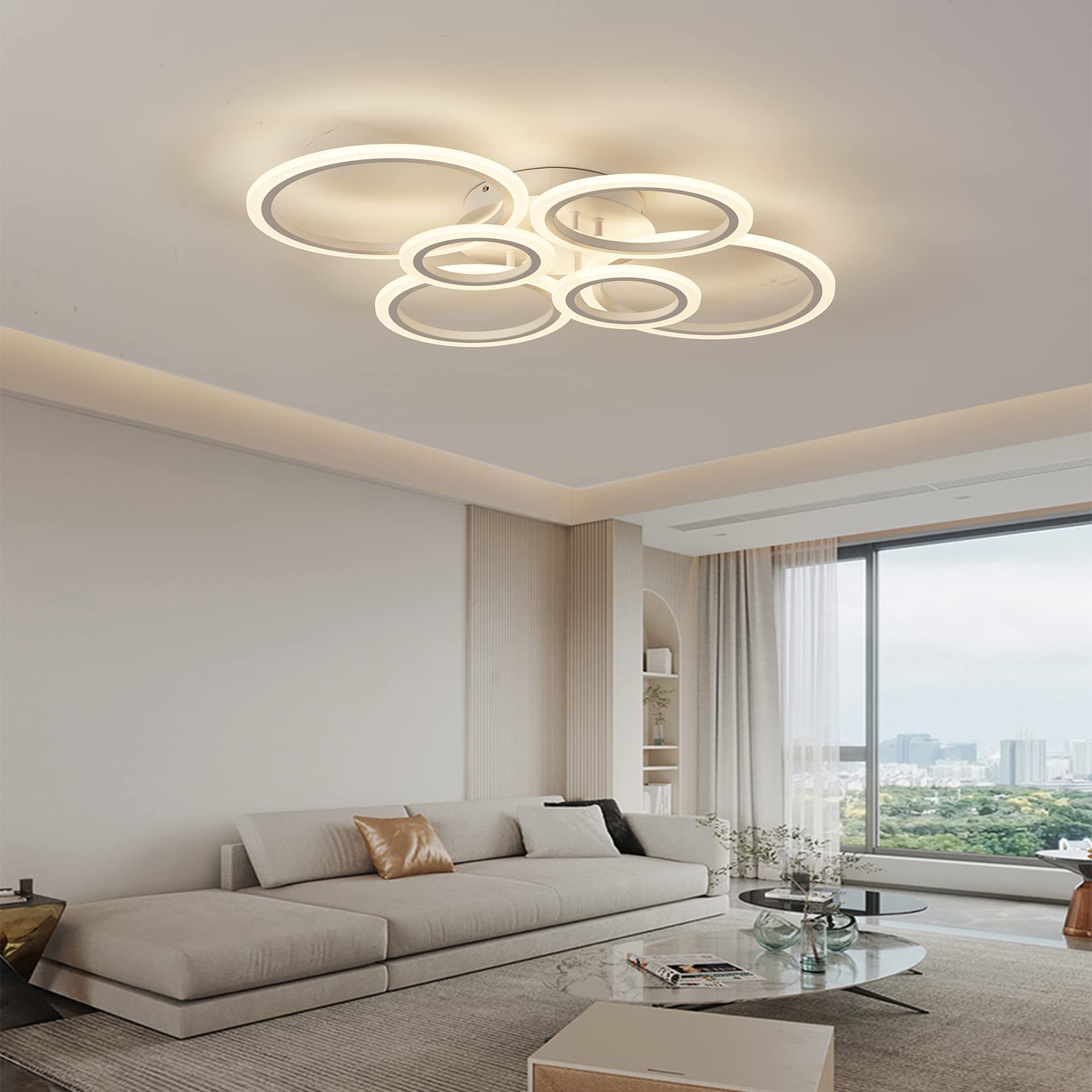 LED Deckenleuchte Φ80cm Weiß, mit Memory Funktion, Deckenleuchte Wohnzimmer Dimmbar mit Fernbedienung Farbwechsel 2700K-7000K Helligkeit Einstellbar, Modern Deckenlampe Schlafzimmerlampe Küche