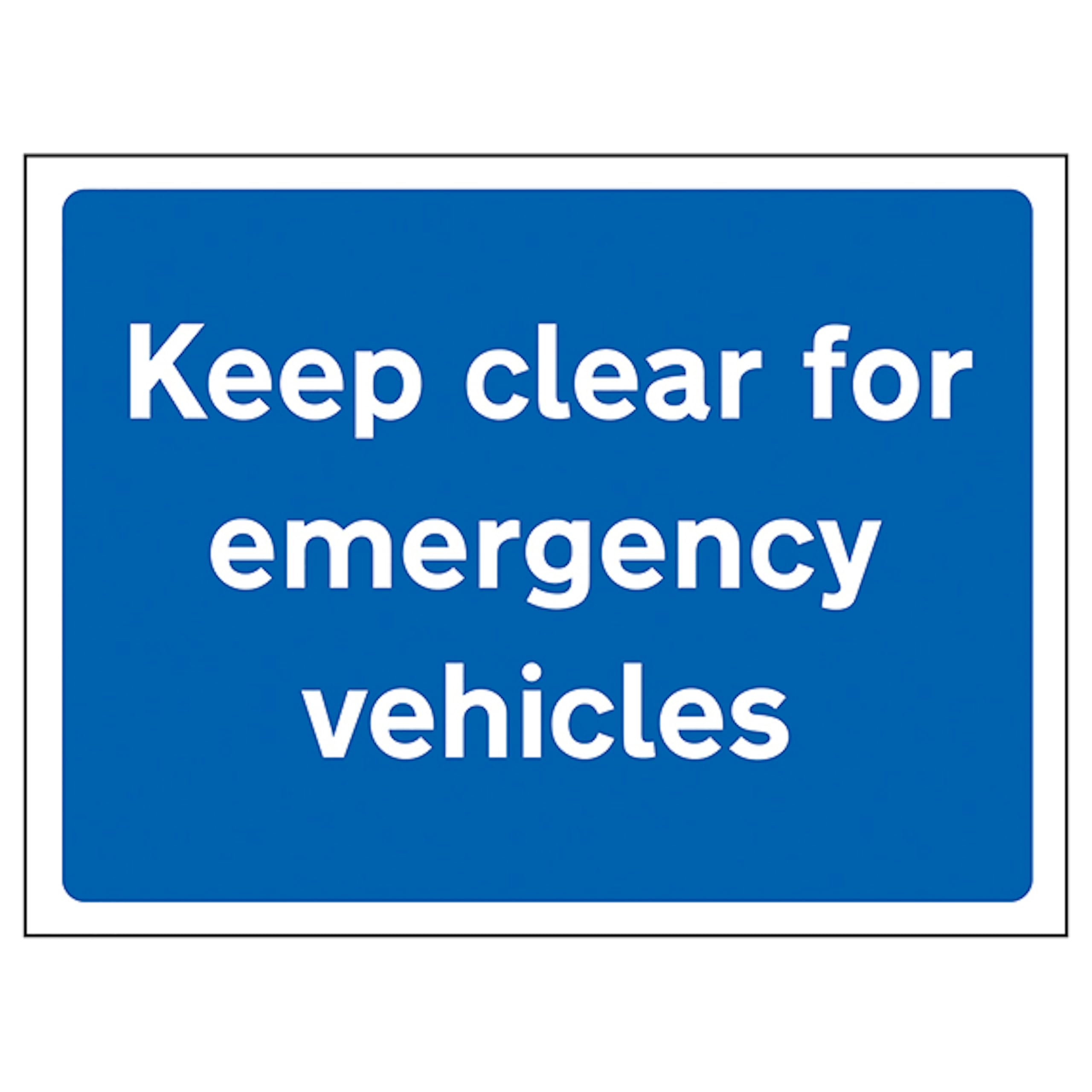 V Safety Keep Clear For Emergency Vehicles 600 x 450 mm - 3mm Reflective Aluminium Composite Safety Sign, White