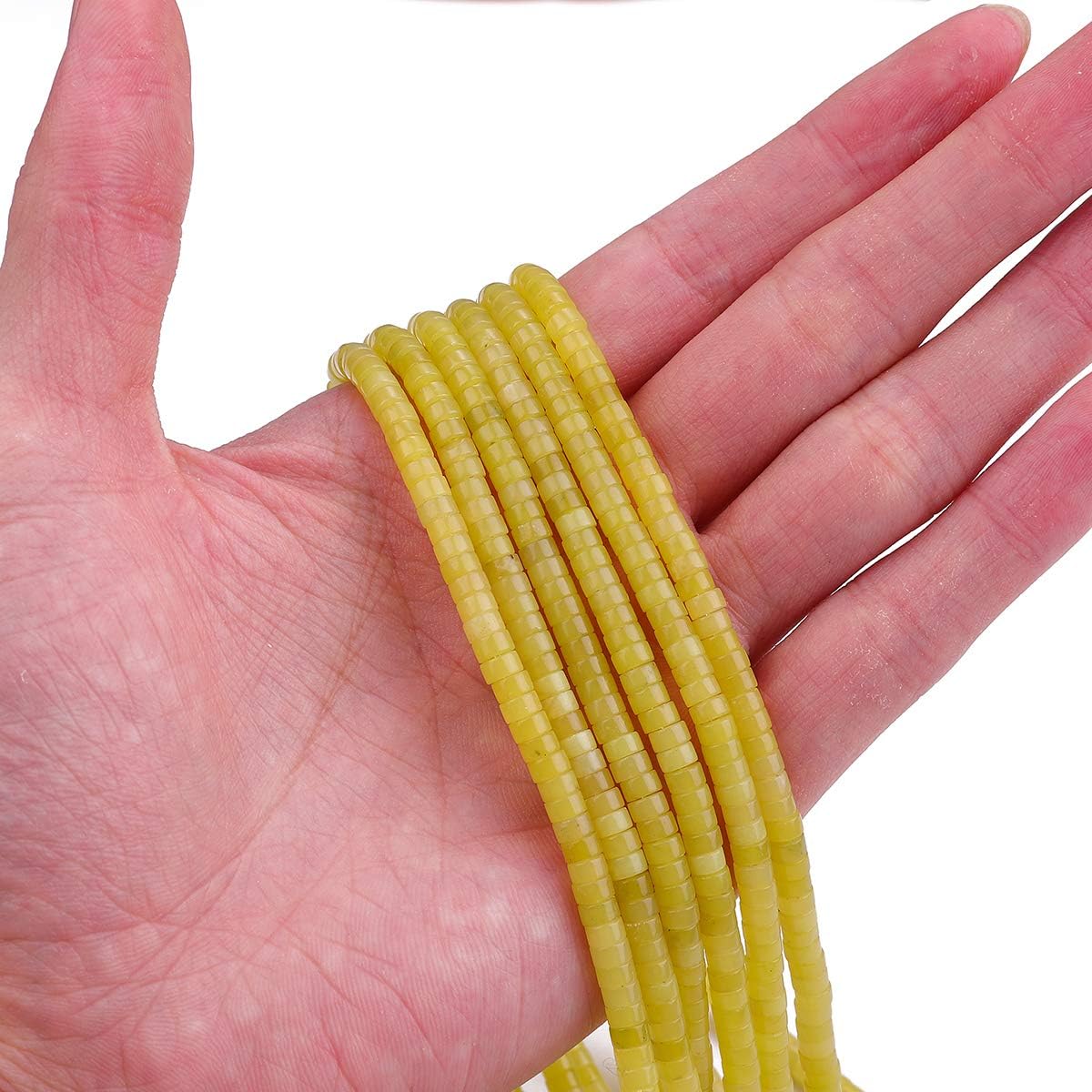 BEADIA Natural Lemo Jade Spacer Beads Caps Loose Semi Gemstone for Beading Jewelry Making 4mmx2mm 38cm Lemo Jade 4mm x 2mm