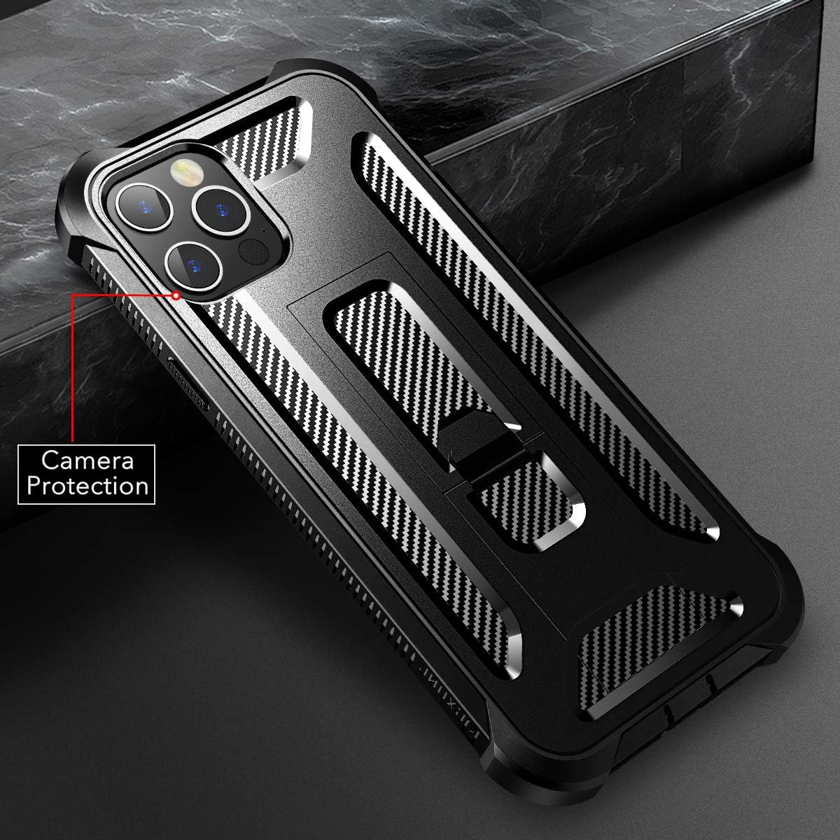 Dexnor for iPhone 12 Pro Max Case, [Built in Screen Protector and Kickstand] Dual Layer Heavy Duty Military Grade Protection Shockproof Protective Cover for iPhone 12 Pro Max 5G 2020, 6.7 inch Black