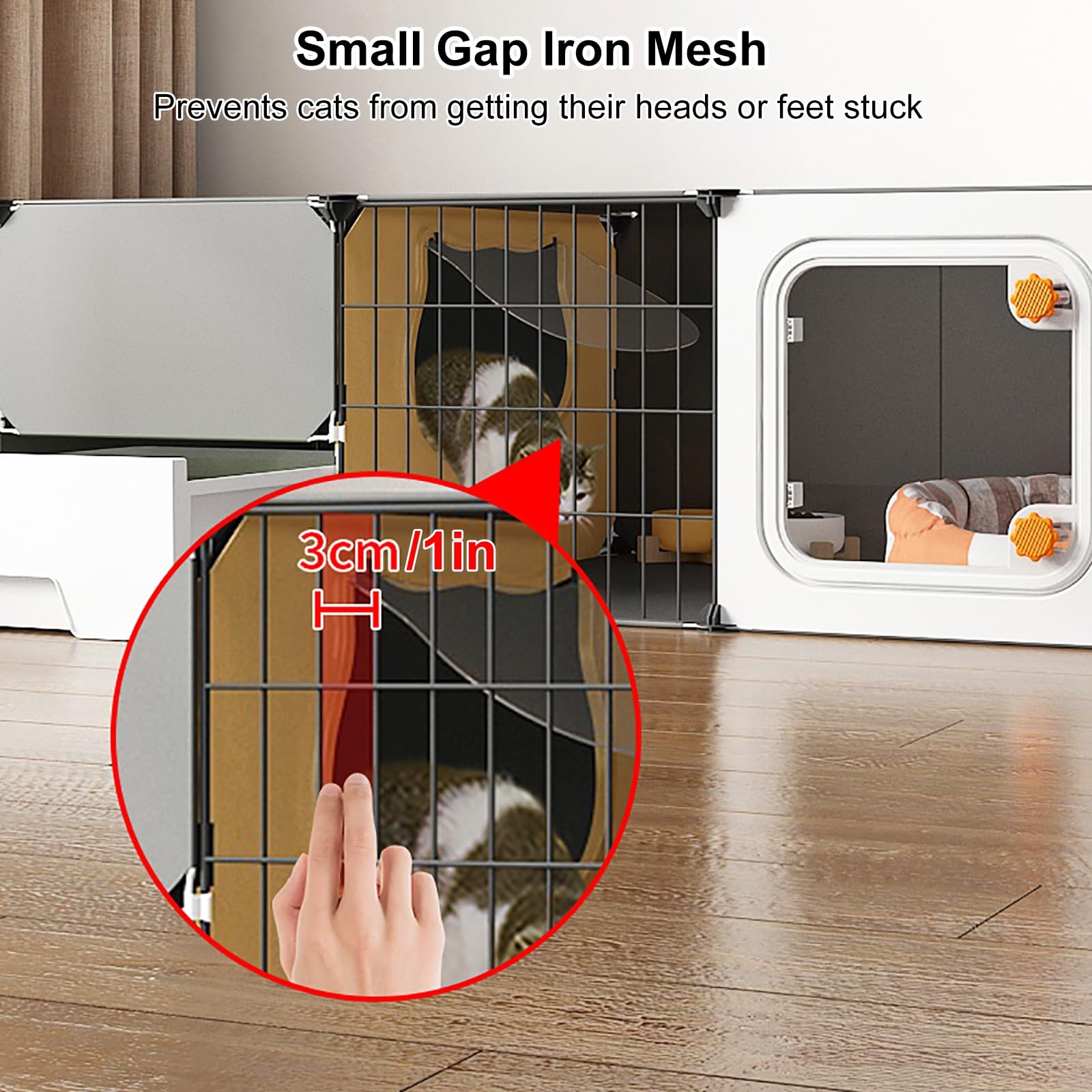 Jaula Grande para Gatos, Jaula para Gatos de 3 Niveles para Interiores con 2 Cajas de Arena, Recinto para Gatos, Perrera para Gatos de Interior, Villa para Gatos, para 2-4 Gatos