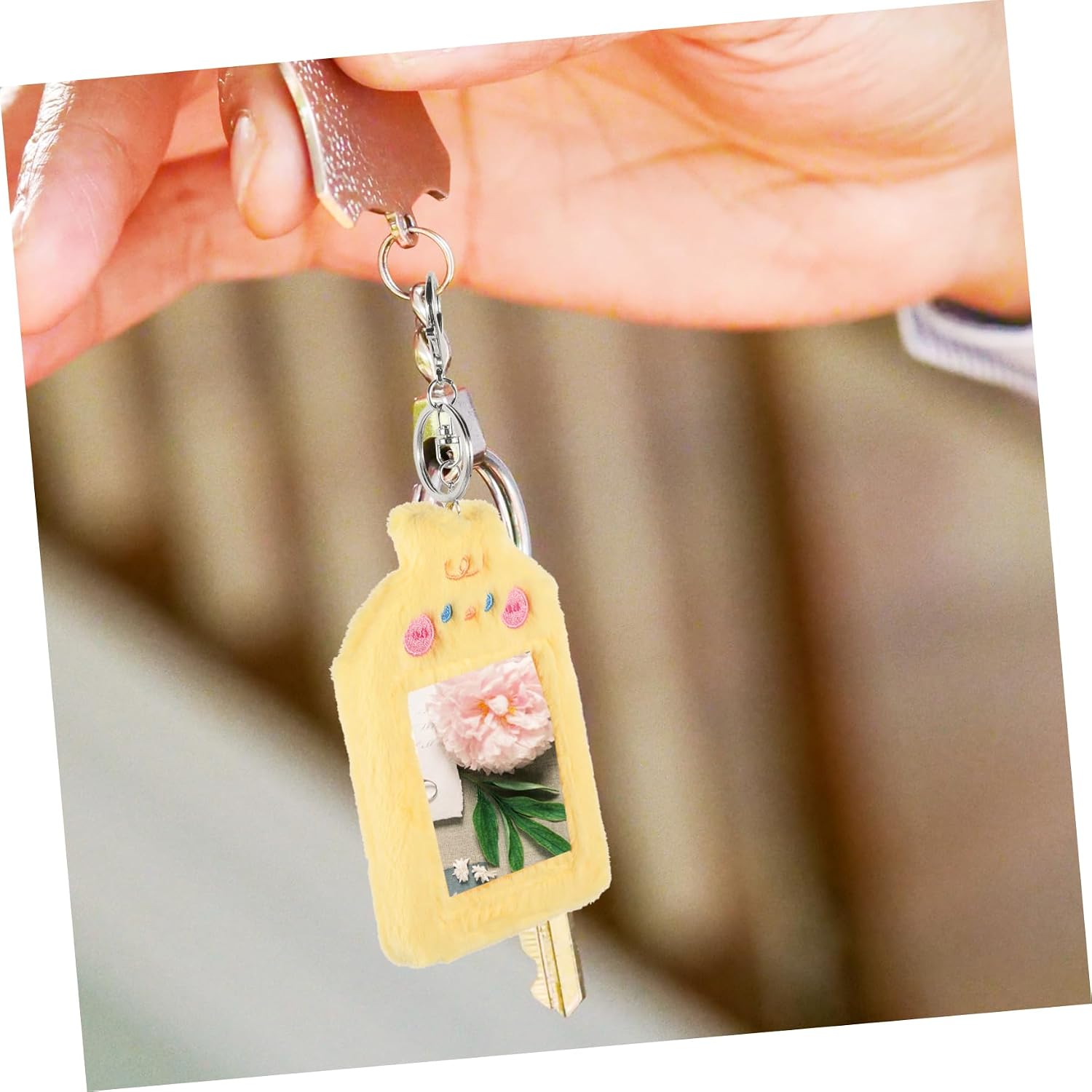 Holibanna Cute Cartoon Plush Card Holder Keychain for Photos and Postcards